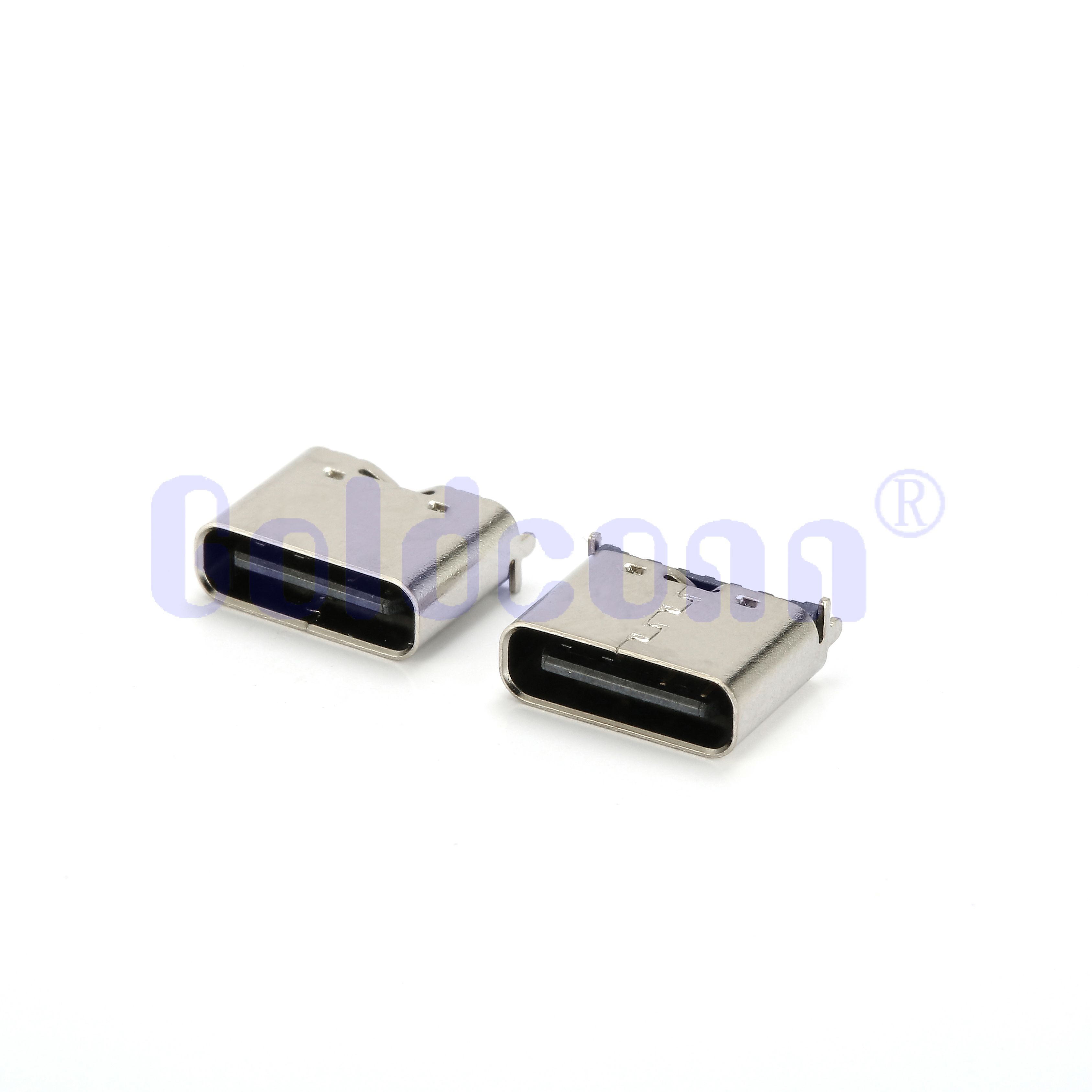 CF256-06LB11R-02 Tipo C USB 6 pin Conector femenino, Tipo vertical, DIP