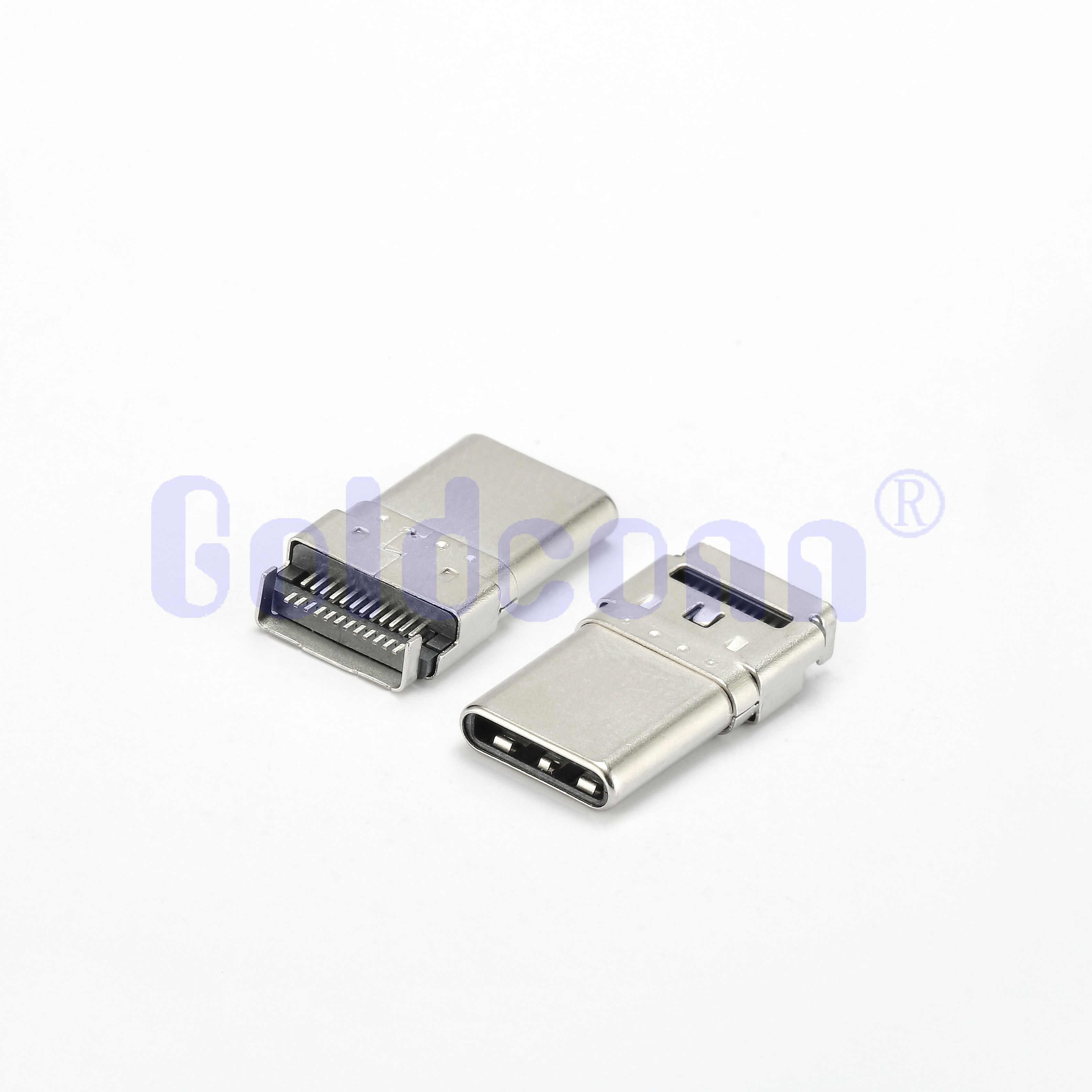 CM416-001SLB02U TIPO C TID USB 16 pin Conector masculino con EMI, férula, estiramiento